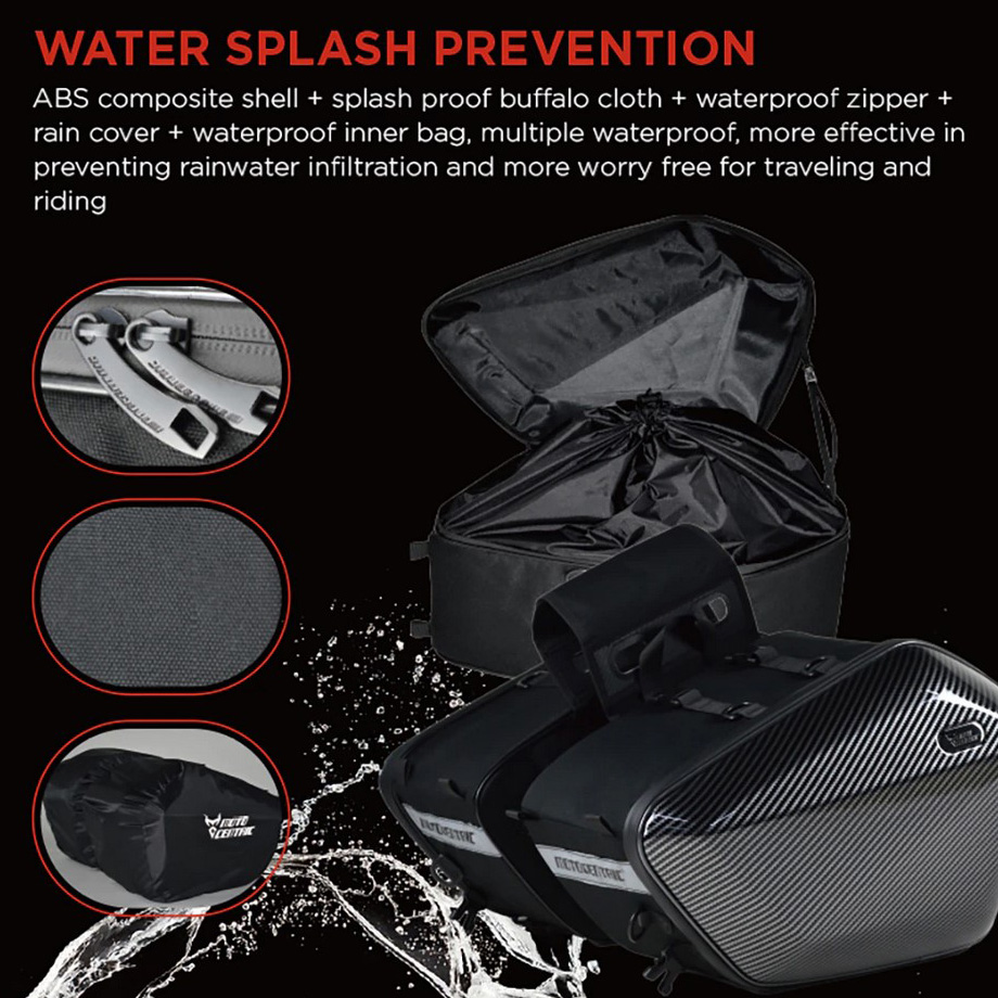 Σετ Carbon Σκληρές Πλαϊνές Βαλίτσες Σαμάρια Motocentric 60L (2x 30L) Μηχανής - Μοτοσυκλέτας με Αντικλεπτικές TSA Κλειδαριές, Αδιάβροχο Κάλυμμα - Τσάντες Saddle Bags